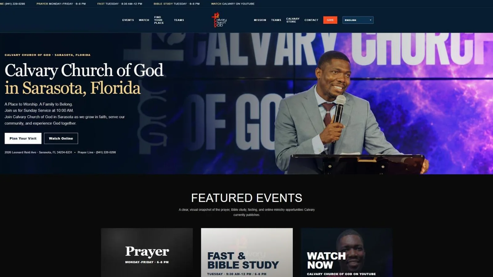 Calvary Church of God website after the ISP+ rebuild
