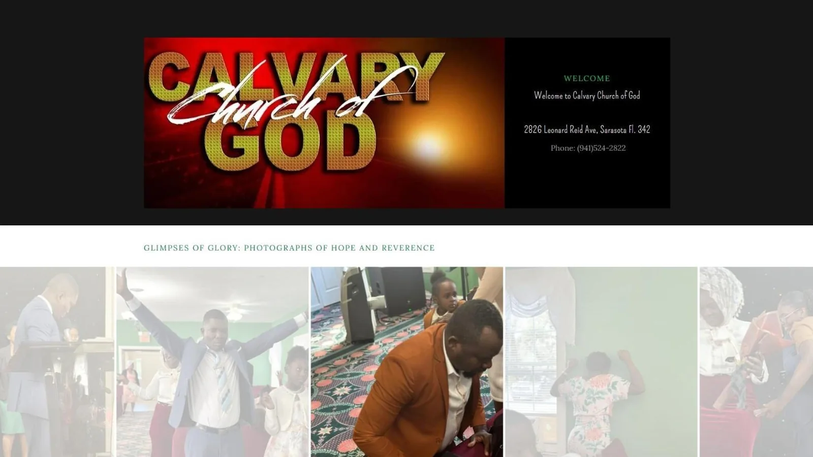 Calvary Church of God website before the ISP+ rebuild